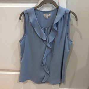 Tahari Women's Blue Sleeveless Ruffle Top